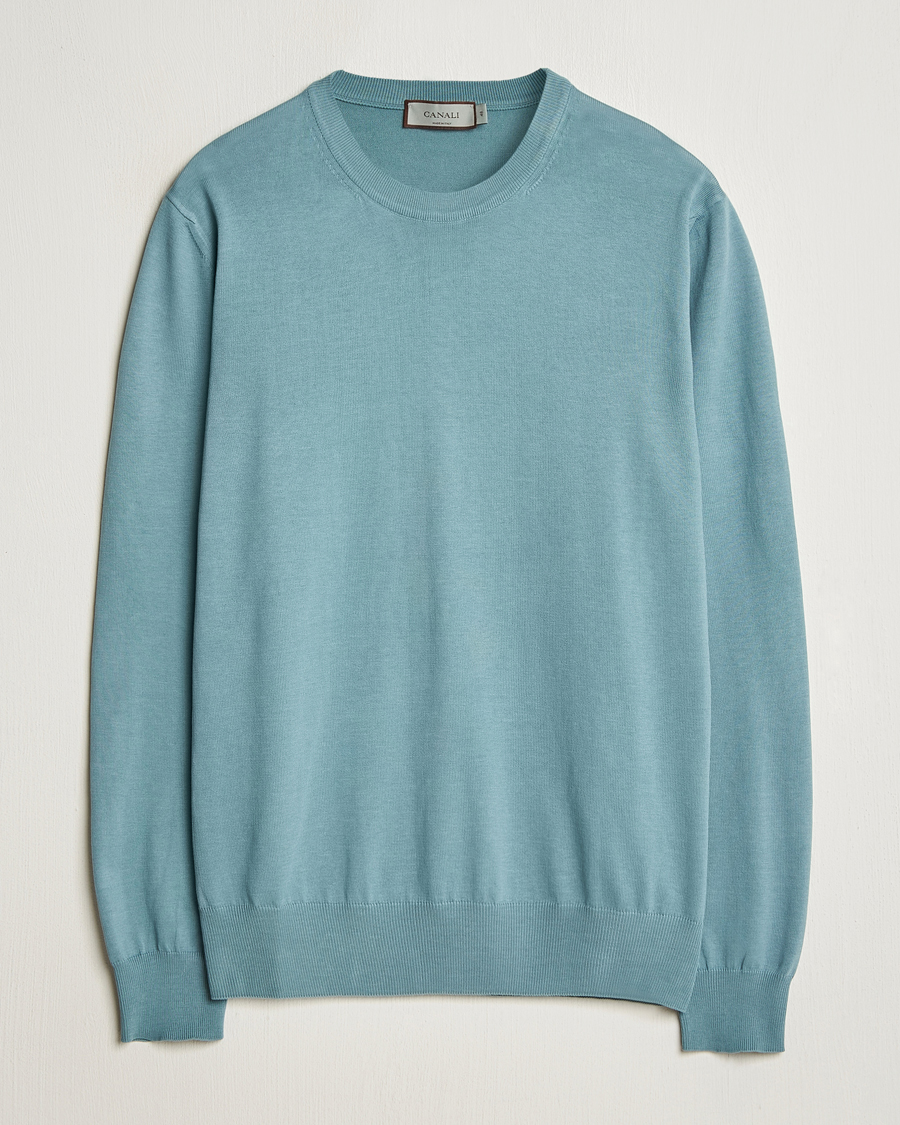 Herren | Pullover | Canali | Cotton Crew Neck Pullover Teal