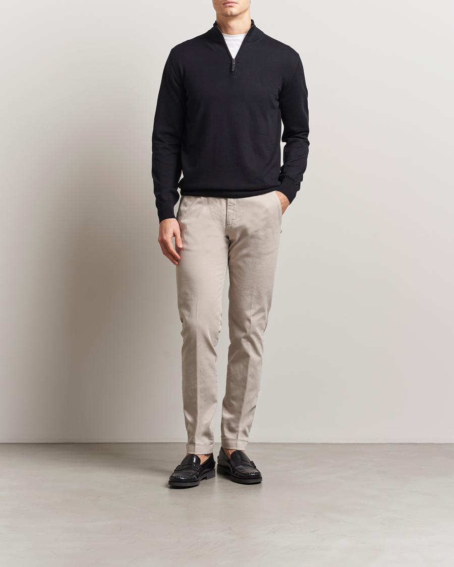 Herren | Pullover | Canali | Cotton Half Zip Black