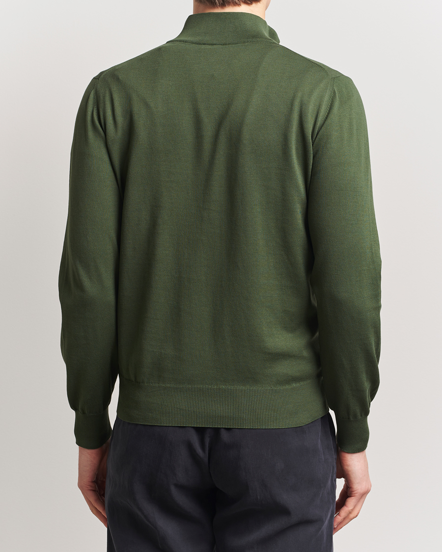 Herren | Pullover | Canali | Cotton Half Zip Dark Green