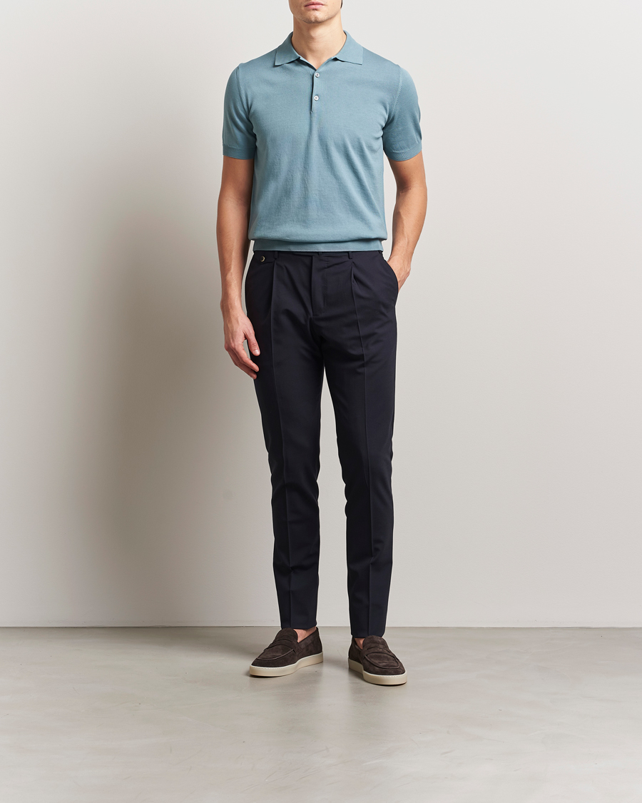 Herren | Poloshirts | Canali | Cotton Short Sleeve Polo Teal