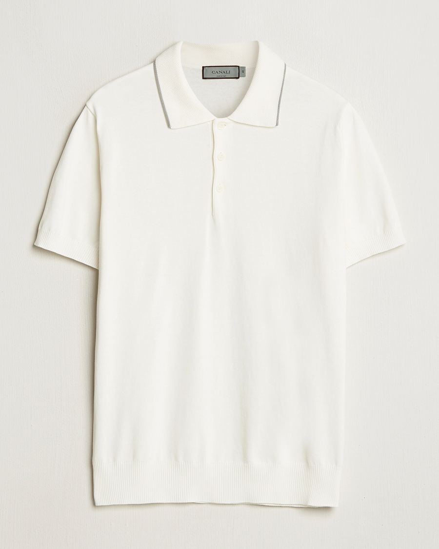 Herren | Poloshirts | Canali | Contrast Short Sleeve Polo White
