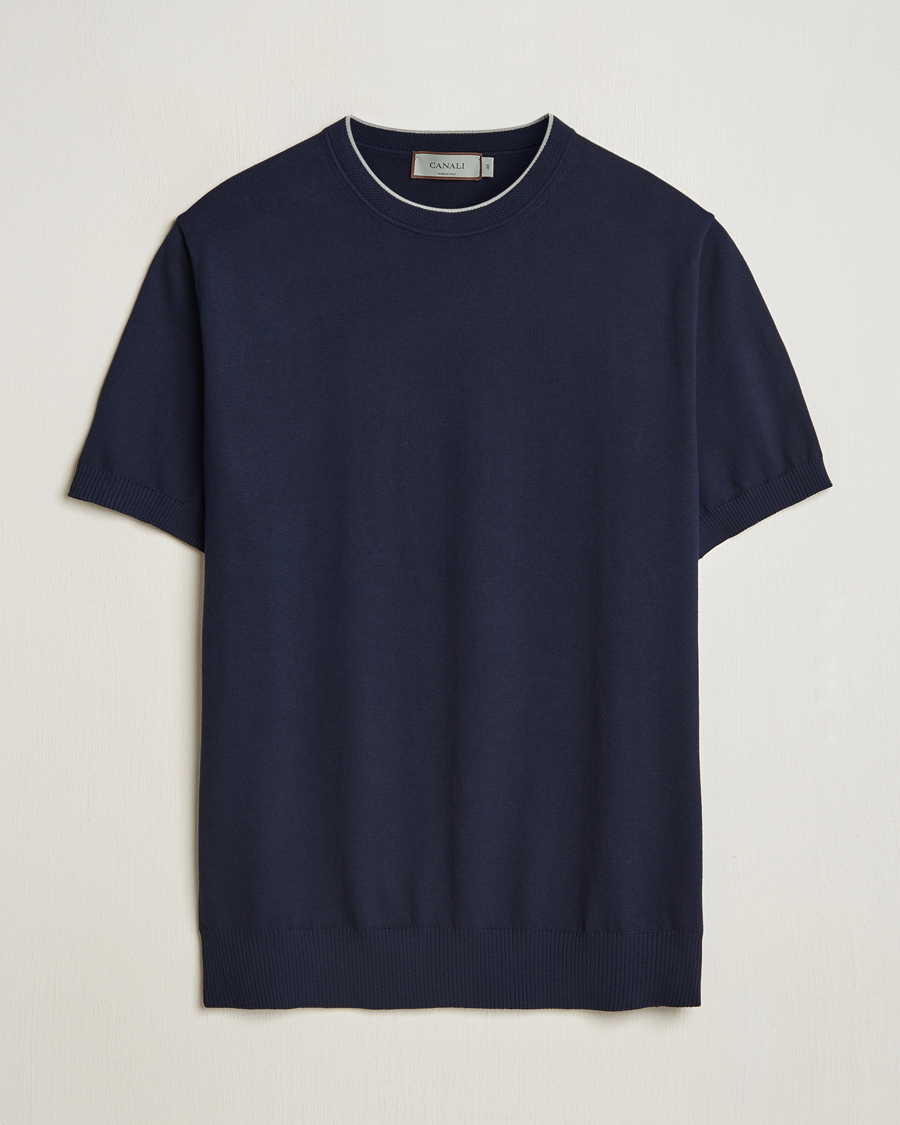 Herren | T-Shirts | Canali | Contrast Short Sleeve T-Shirt Navy
