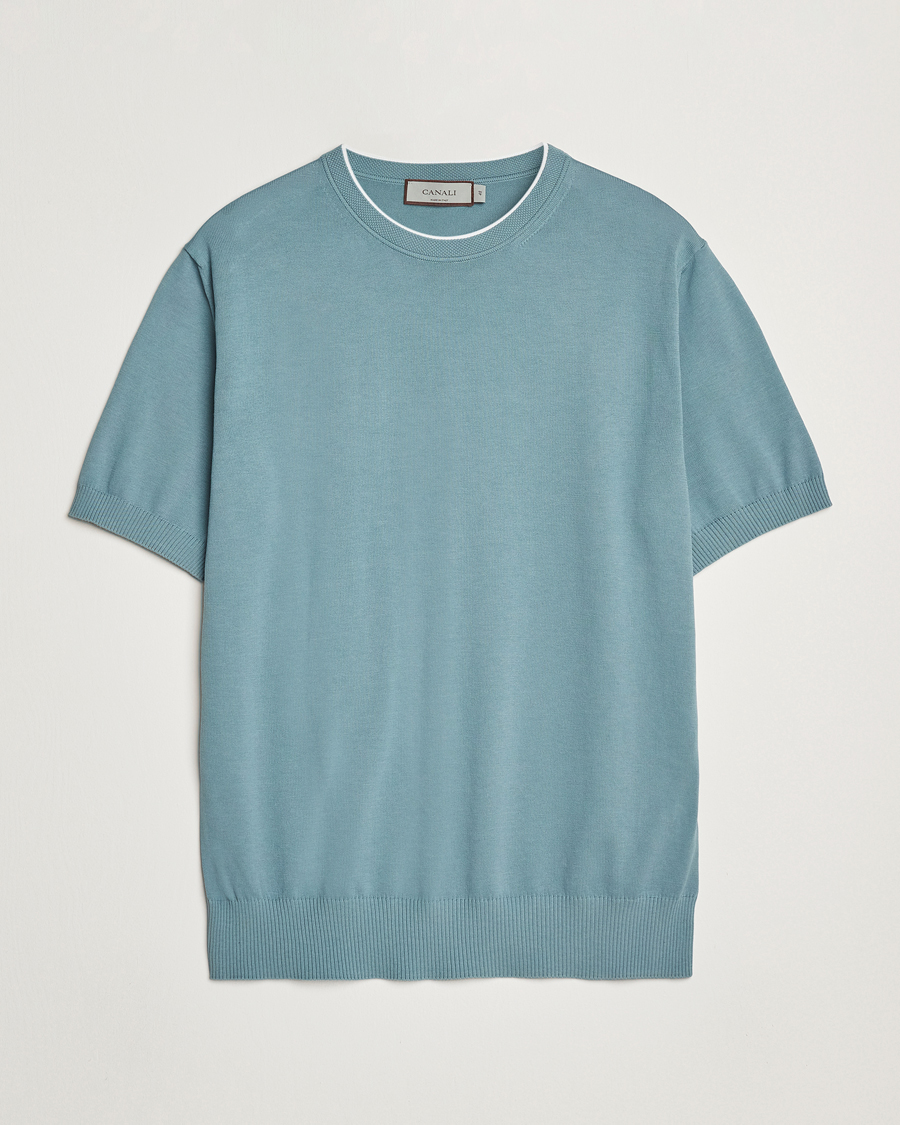 Herren | T-Shirts | Canali | Contrast Short Sleeve T-Shirt Teal