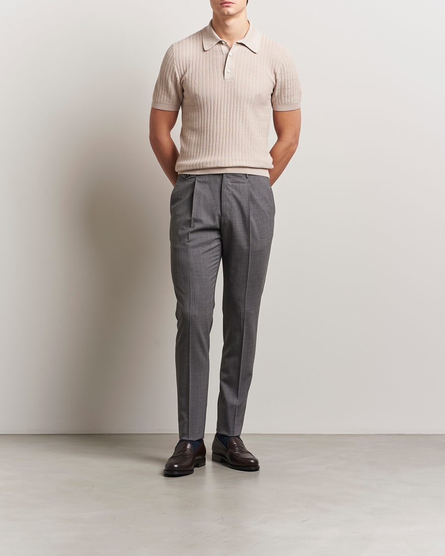 Herren | Poloshirts | Canali | Jacquard Short Sleeve Polo Beige