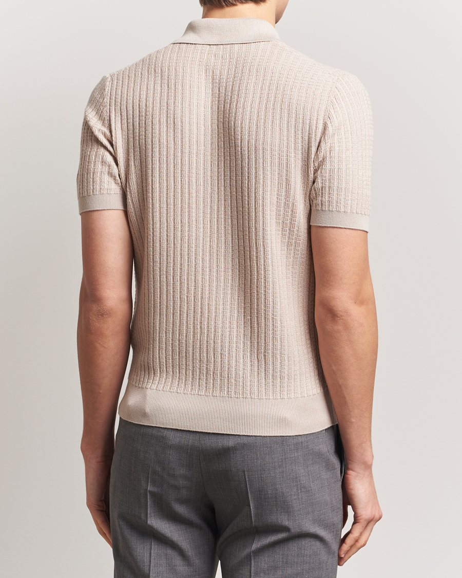 Herren | Poloshirts | Canali | Jacquard Short Sleeve Polo Beige