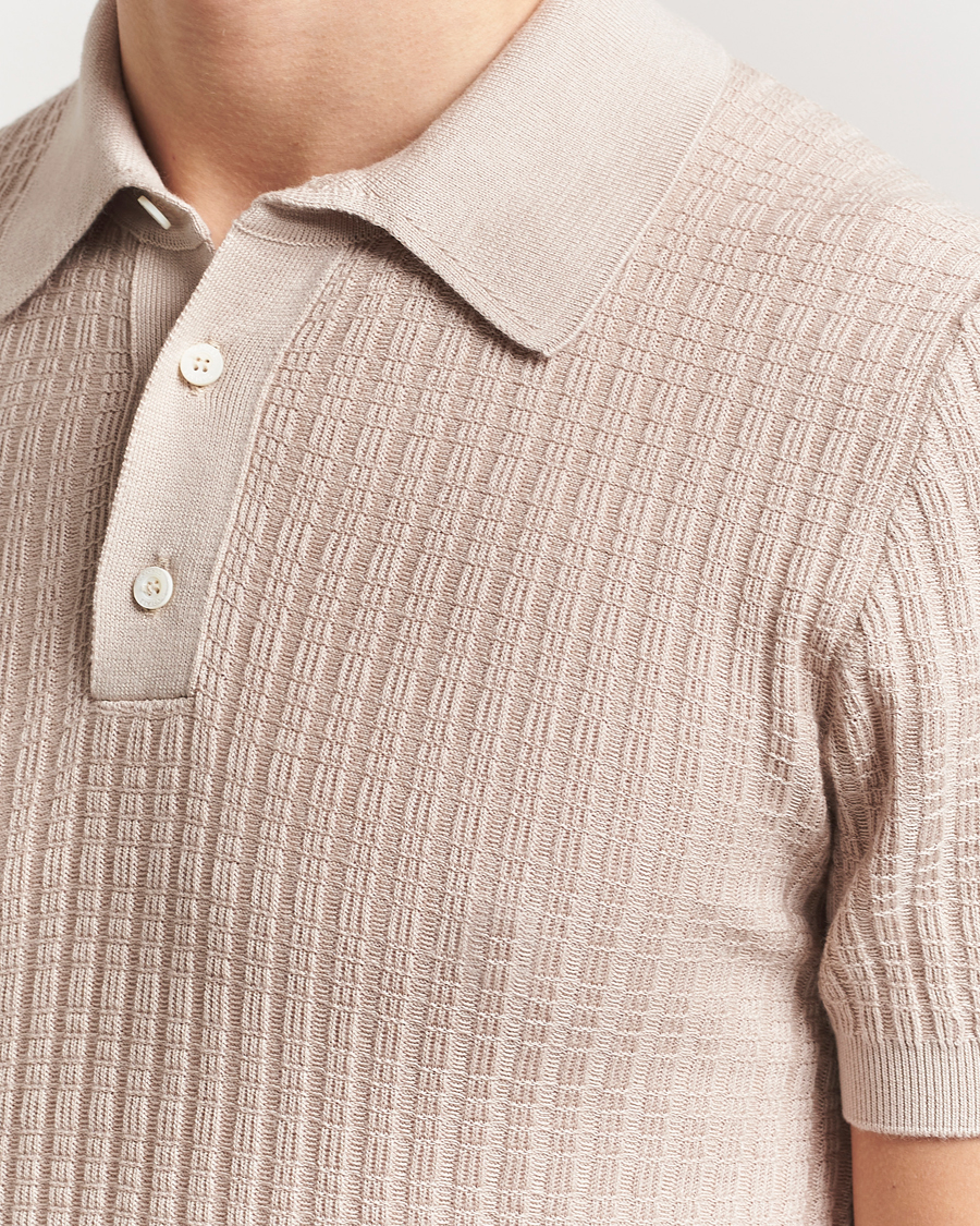 Herren | Poloshirts | Canali | Jacquard Short Sleeve Polo Beige