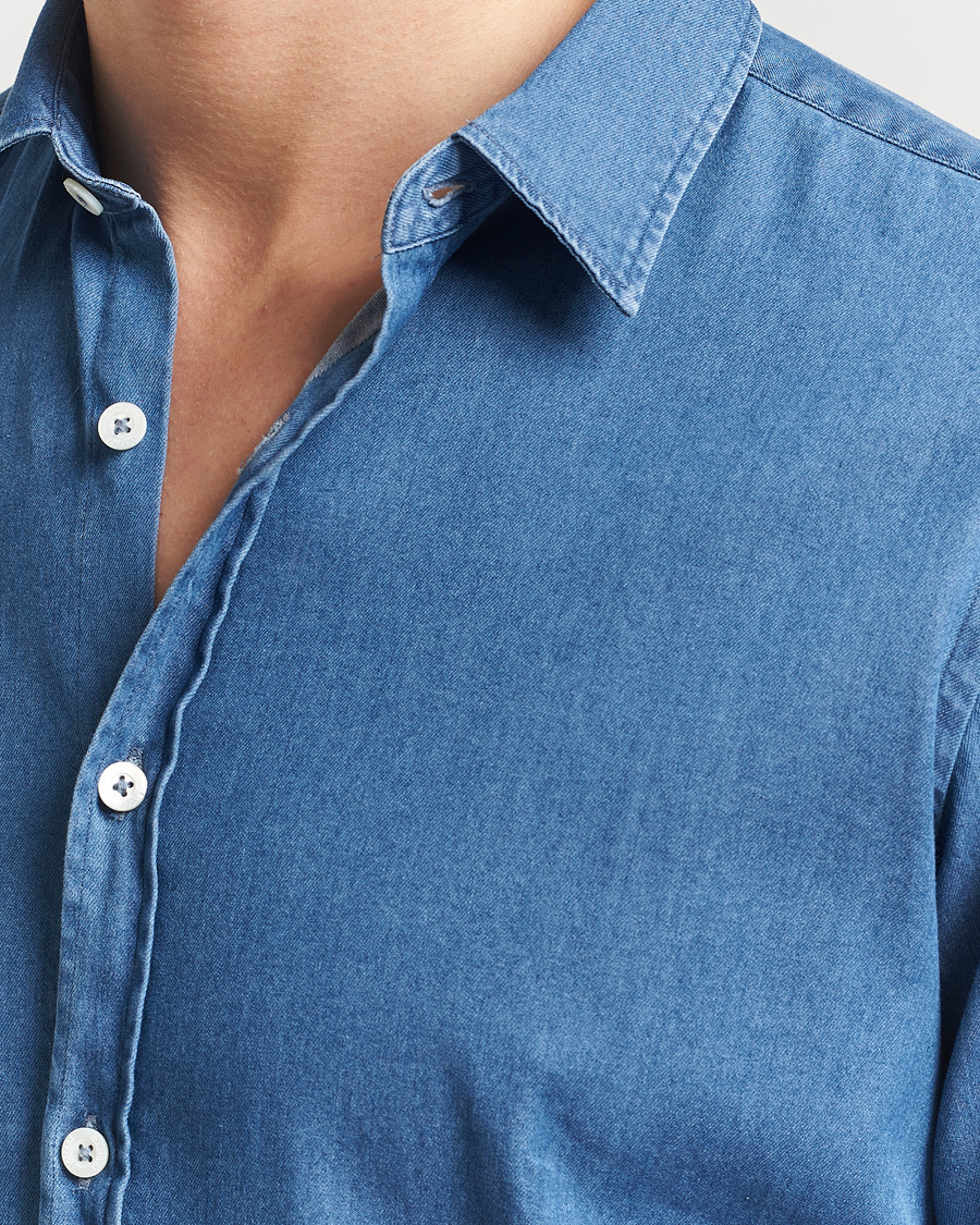 Herren | Hemden | Canali | Slim Fit Denim Shirt Medium Blue Wash