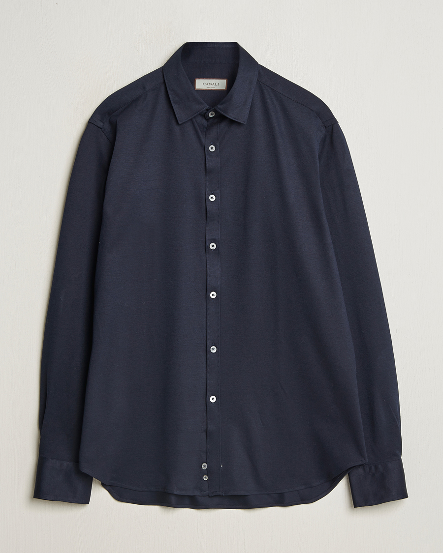 Herren | Hemden | Canali | Slim Fit Jersey Shirt Navy