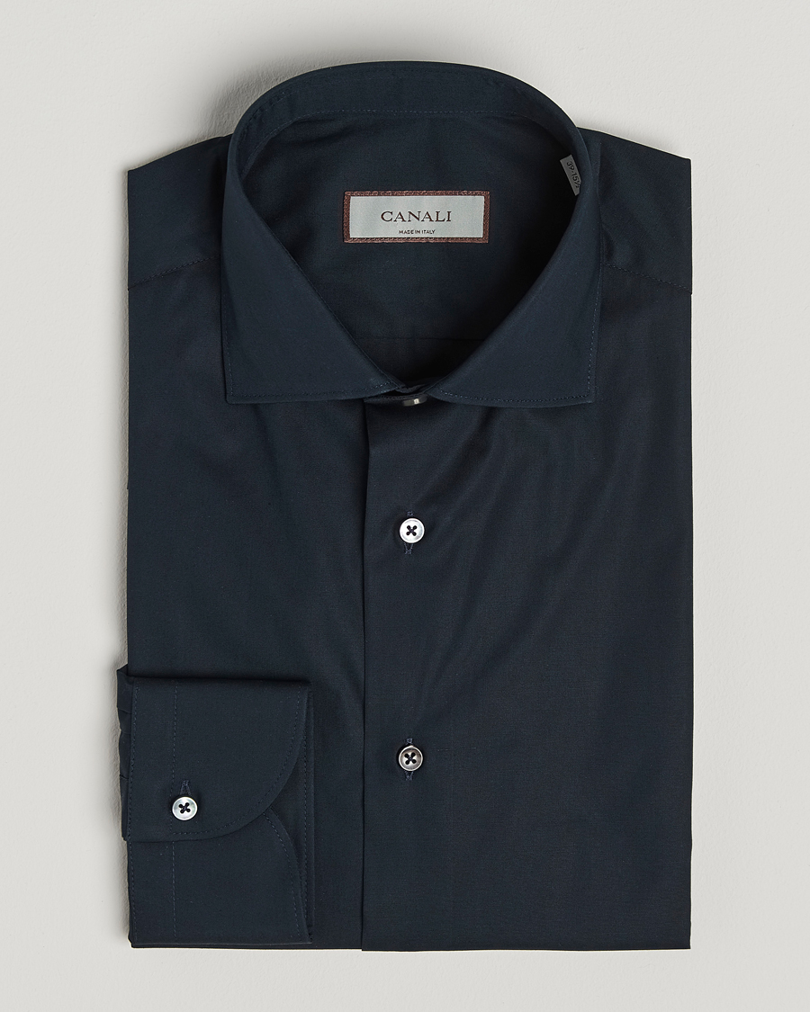 Herren | Hemden | Canali | Slim Fit Cotton/Stretch Shirt Navy