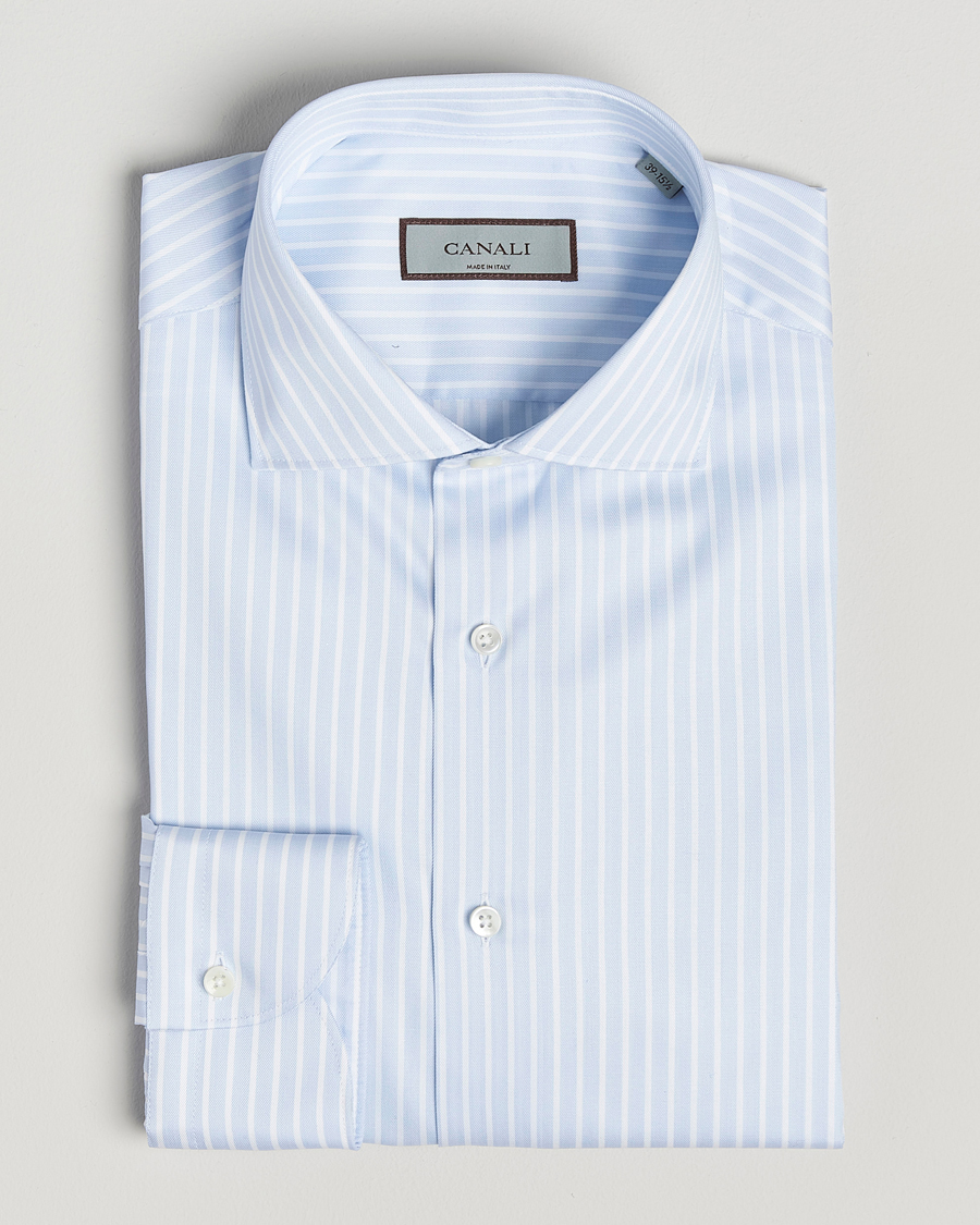 Herren | Hemden | Canali | Slim Fit Striped Cotton Shirt Light Blue