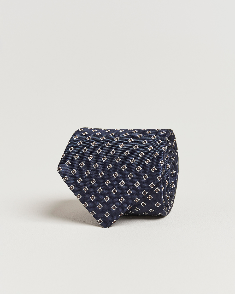 Herren | Canali Jacquard Flower Silk Tie Navy | Canali | Jacquard Flower Silk Tie Navy