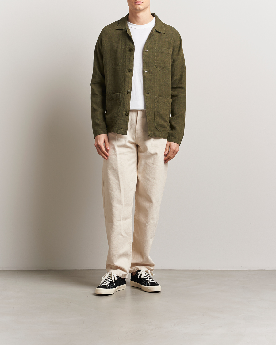Herren | Hemden | KnowledgeCotton Apparel | Linen Overshirt Burnt Olive