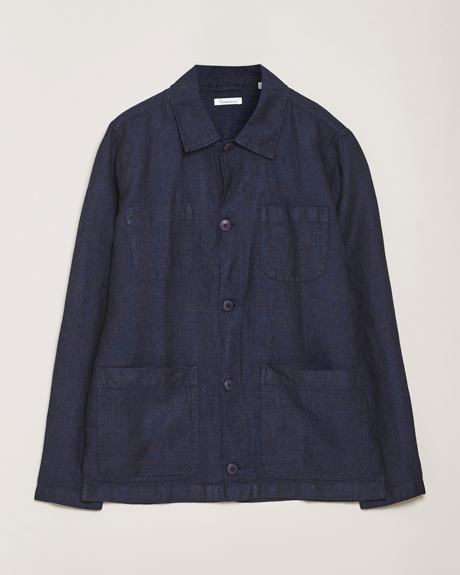 Herren | Hemden | KnowledgeCotton Apparel | Linen Overshirt Total Eclipse