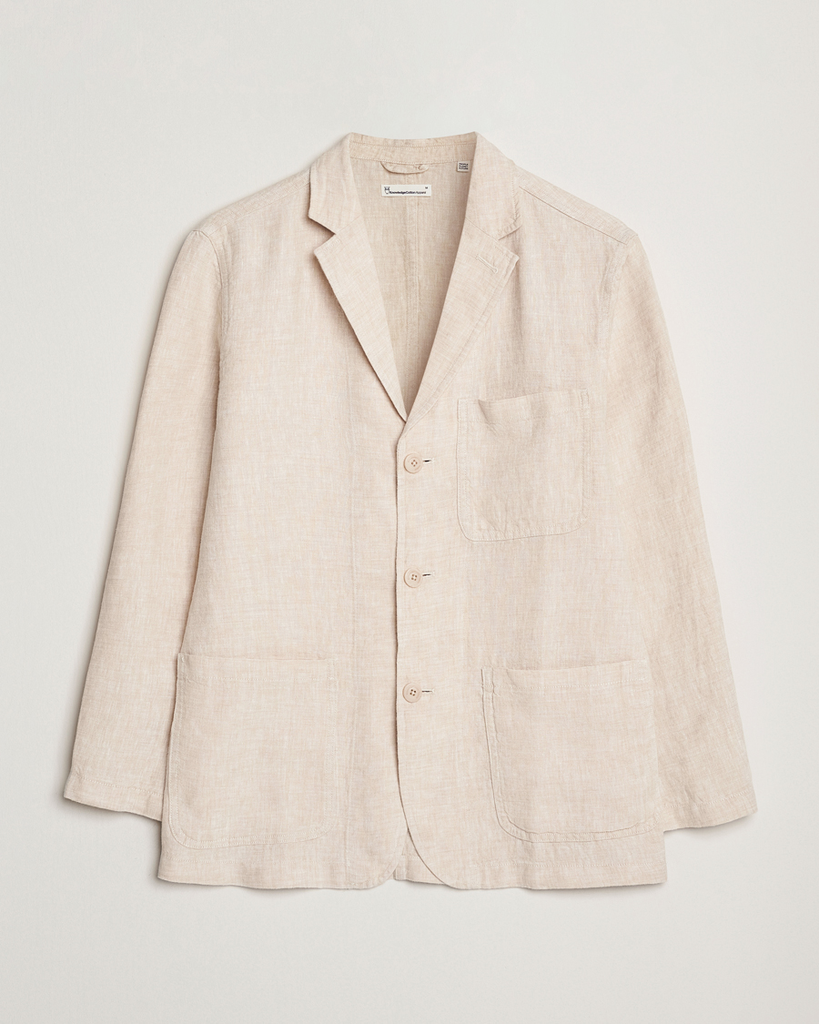 Herren | Sakkos | KnowledgeCotton Apparel | Linen Blazer Light Feather Grey