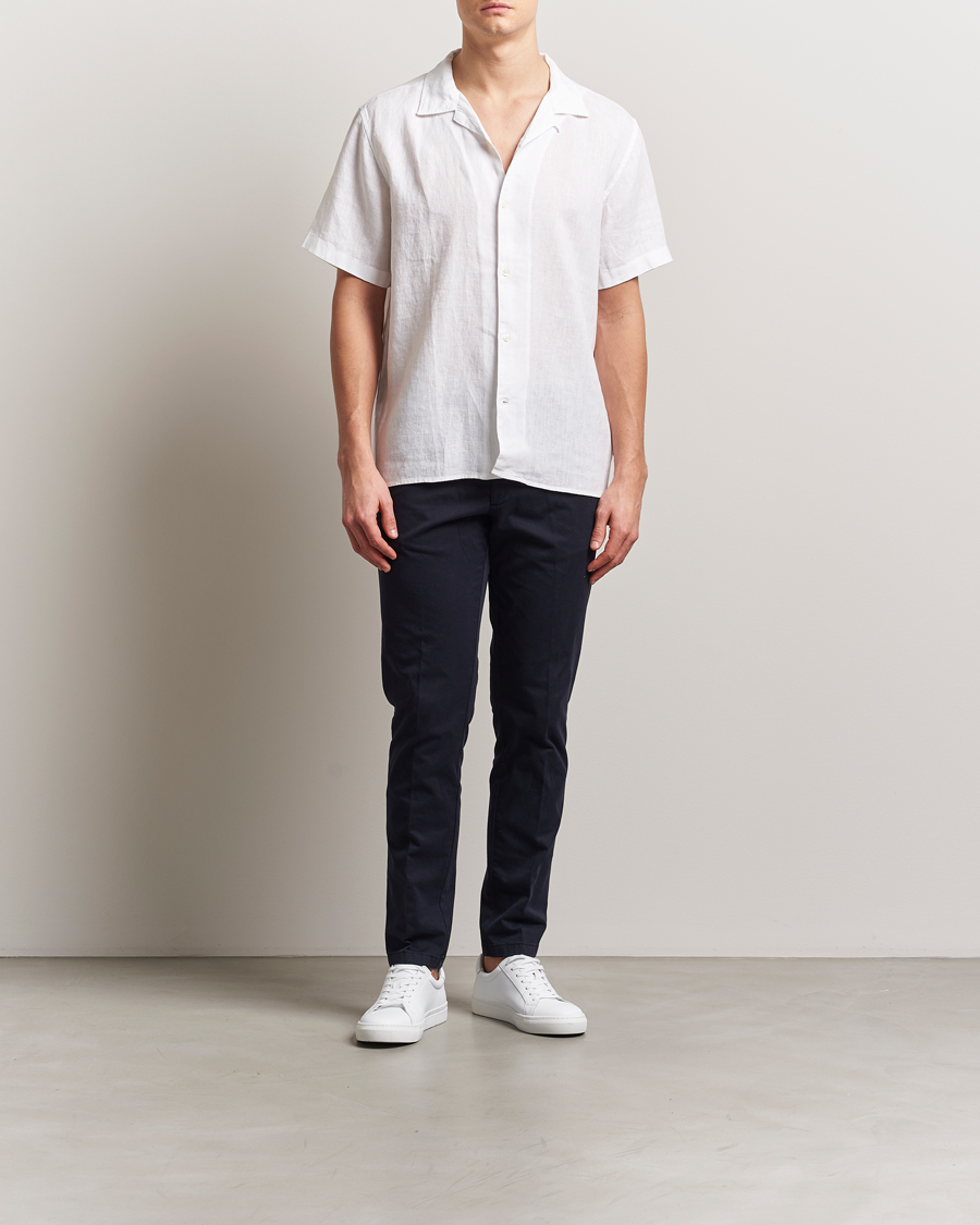 Herren | Hemden | KnowledgeCotton Apparel | Short Sleeve Linen Resort Shirt Bright White