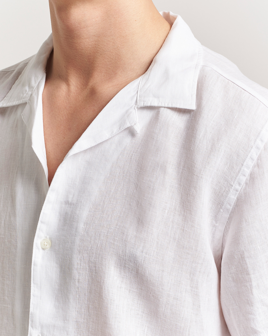 Herren | Hemden | KnowledgeCotton Apparel | Short Sleeve Linen Resort Shirt Bright White