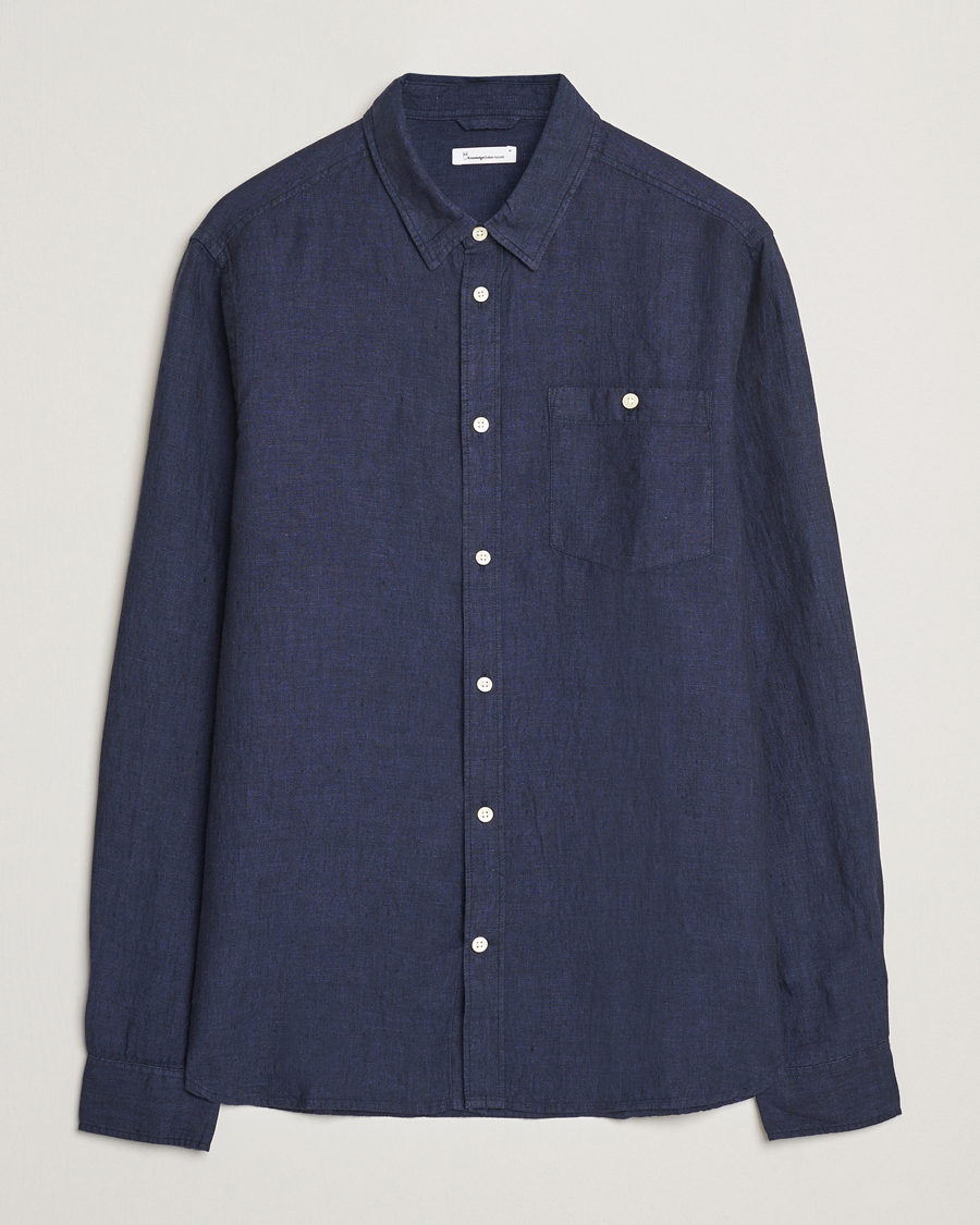 Herren | Hemden | KnowledgeCotton Apparel | Regular Linen Shirt Total Eclipse
