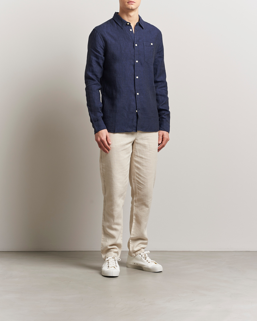 Herren | Hemden | KnowledgeCotton Apparel | Regular Linen Shirt Total Eclipse