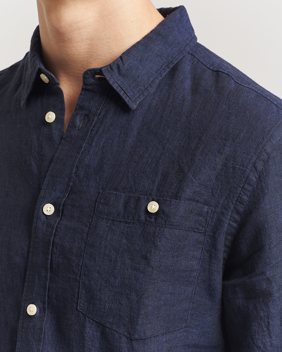 Herren | Hemden | KnowledgeCotton Apparel | Regular Linen Shirt Total Eclipse