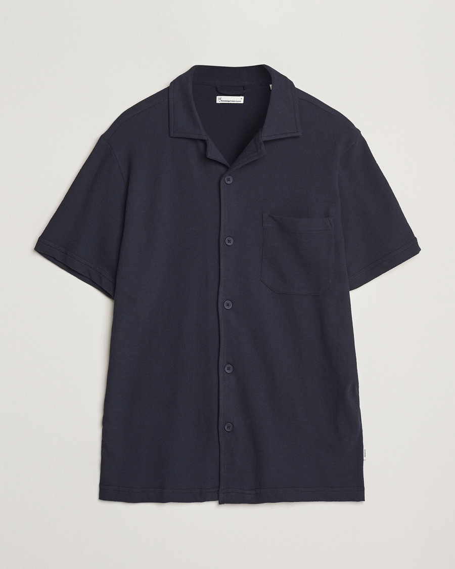 Herren | Hemden | KnowledgeCotton Apparel | Short Sleeve Boucle Shirt Night Sky