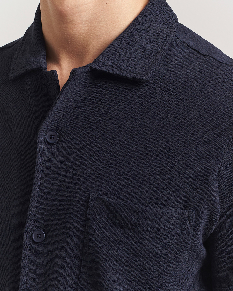 Herren | Hemden | KnowledgeCotton Apparel | Short Sleeve Boucle Shirt Night Sky