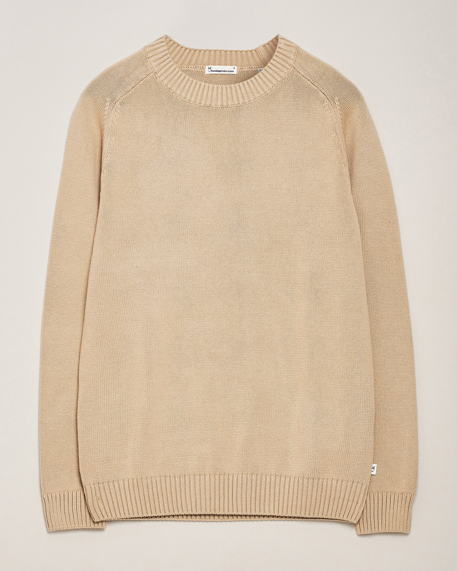 Herren | Pullover | KnowledgeCotton Apparel | Plain Knitted Cotton Crew Light Feather Grey