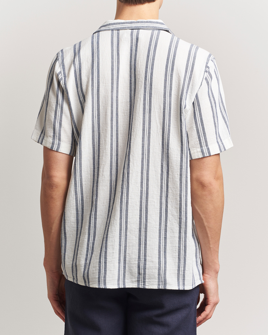 Herren | Hemden | KnowledgeCotton Apparel | Box Short Sleeve Stripe Shirt Blue