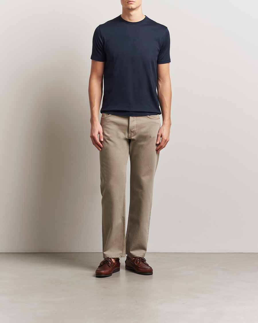 Herren | T-Shirts | Sunspel | Crew Neck Q82 Cotton T-Shirt Midnight Navy