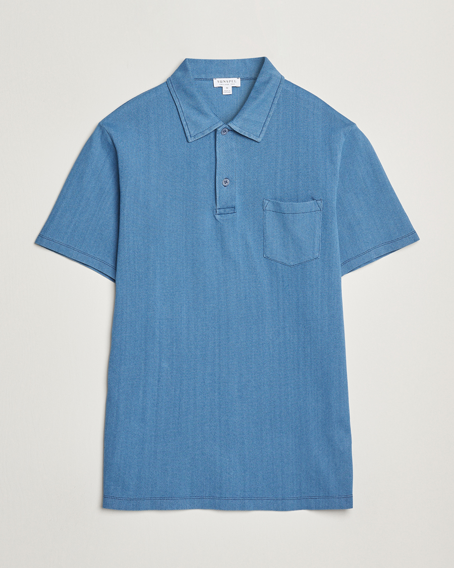 Herren | Poloshirts | Sunspel | Riviera Polo Shirt Mid Indigo Wash