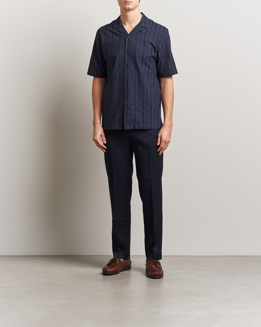 Herren | Hemden | Sunspel | Embroidered Cotton Camp Shirt Navy