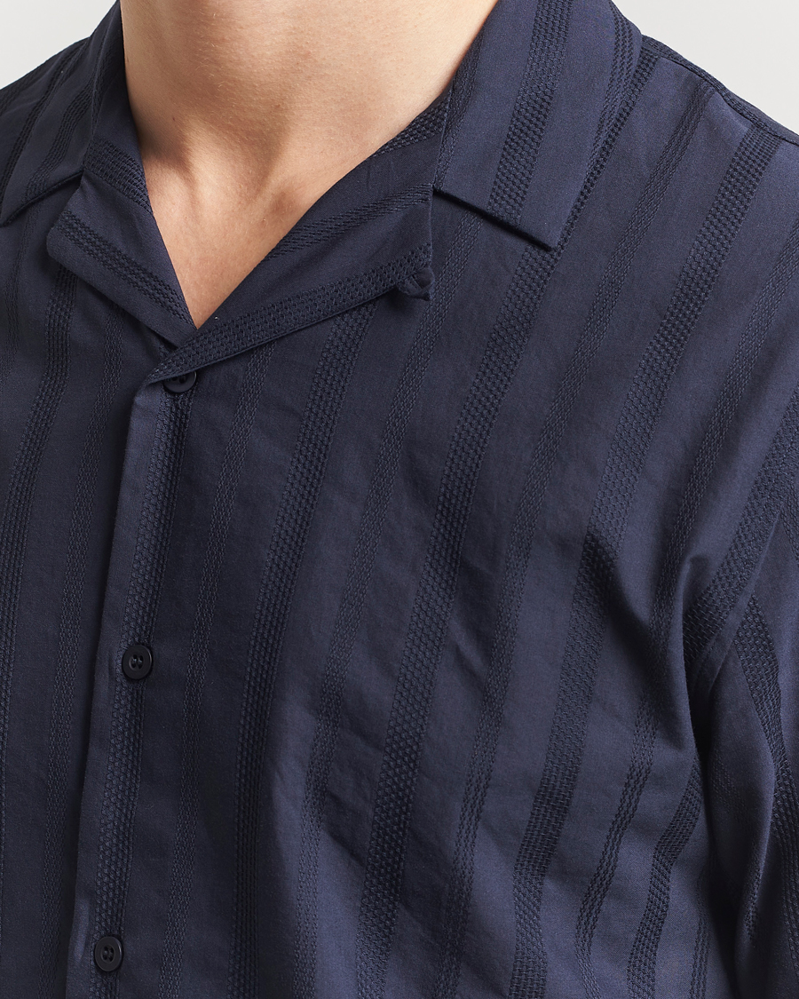 Herren | Hemden | Sunspel | Embroidered Cotton Camp Shirt Navy