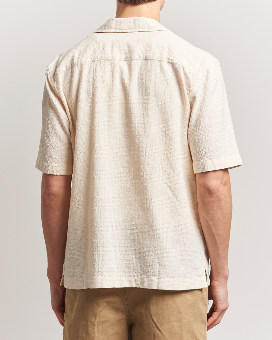 Herren | Hemden | Sunspel | Loose Weave Check Cotton Camp Shirt Ecru