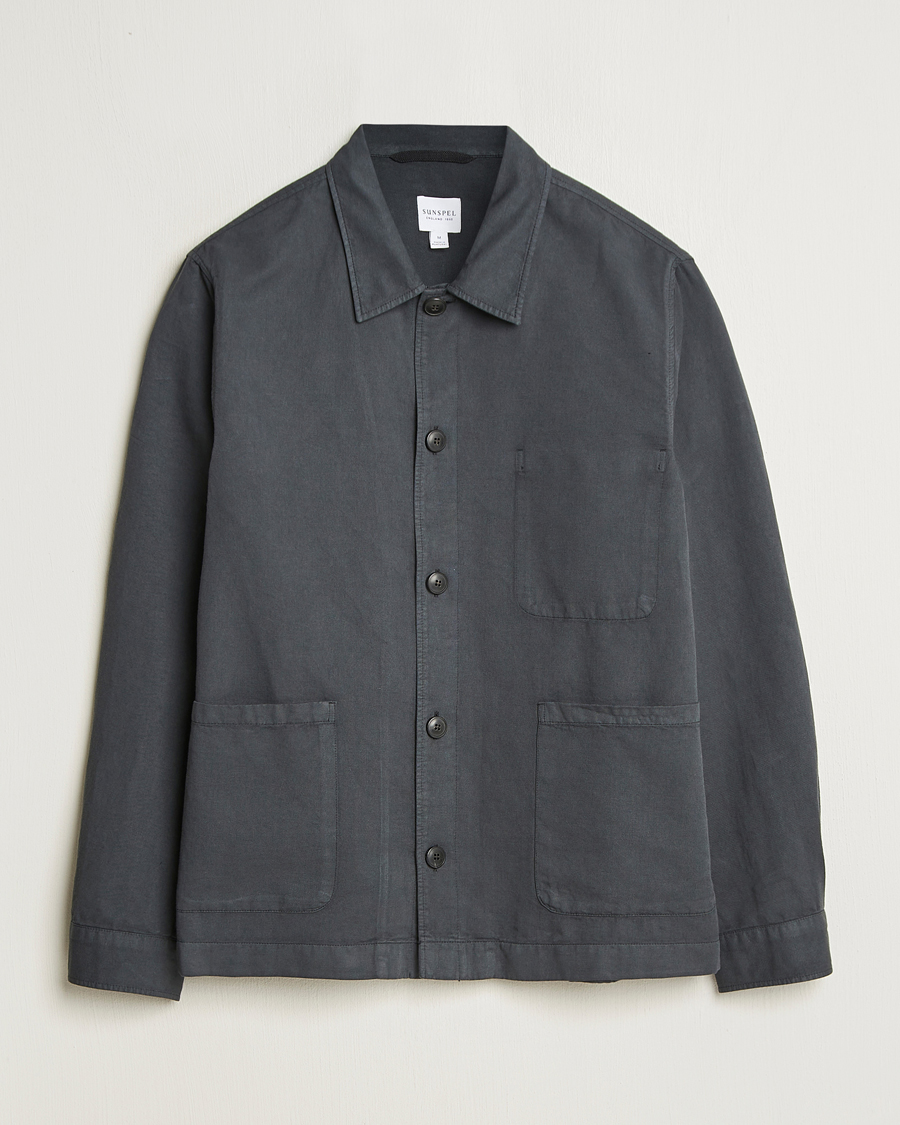 Herren | Hemden | Sunspel | Twin Pocket Cotton/Linen Jacket Charcoal