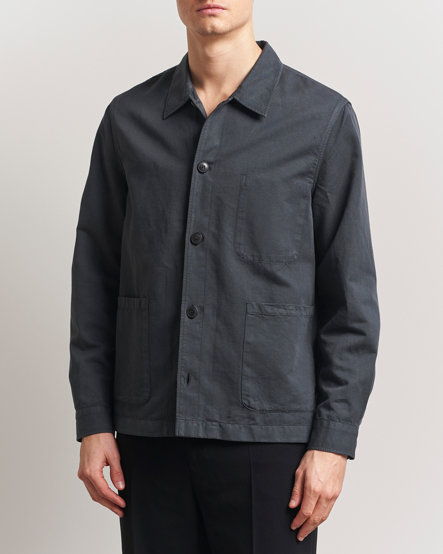Herren | Hemden | Sunspel | Twin Pocket Cotton/Linen Jacket Charcoal