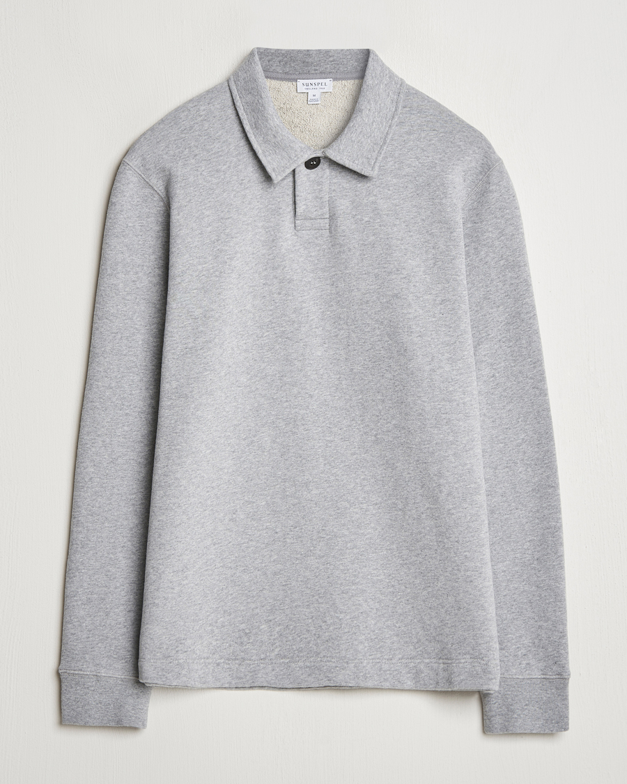 Herren | Pullover | Sunspel | Loopback Polo Sweatshirt Grey Melange