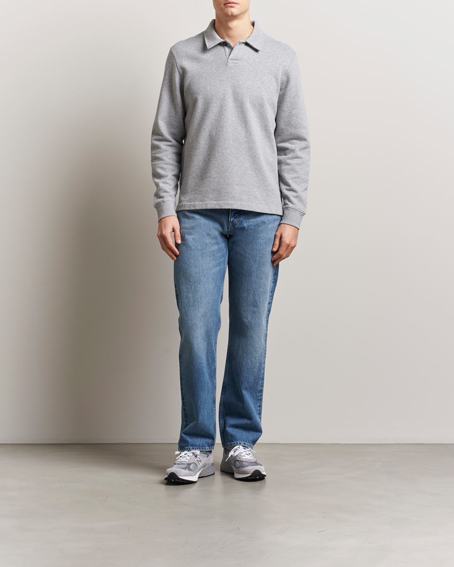 Herren | Pullover | Sunspel | Loopback Polo Sweatshirt Grey Melange