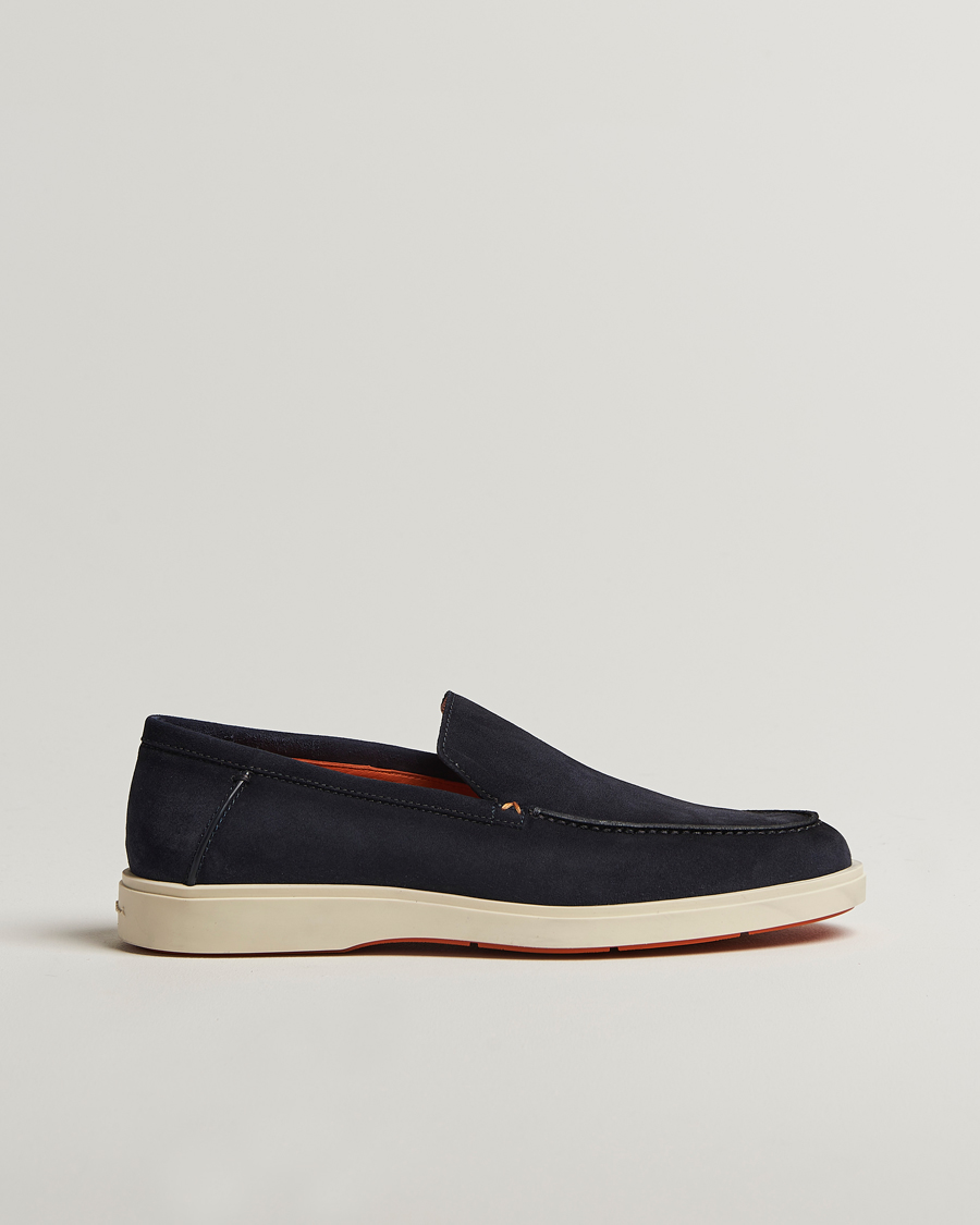 Herren | Santoni Detroit Loafers Navy Suede | Santoni | Detroit Loafers Navy Suede