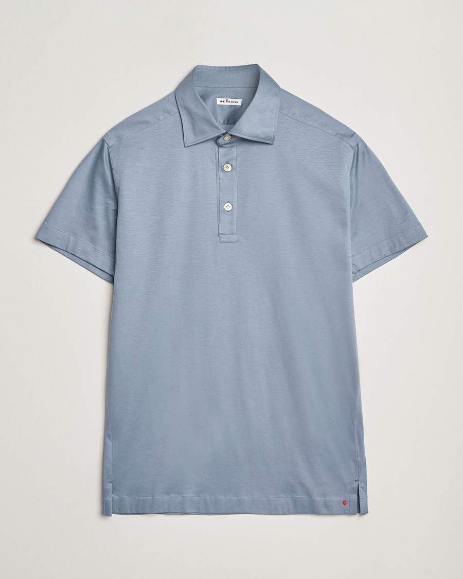 Herren | Poloshirts | Kiton | Short Sleeve Jersey Polo Steel Blue