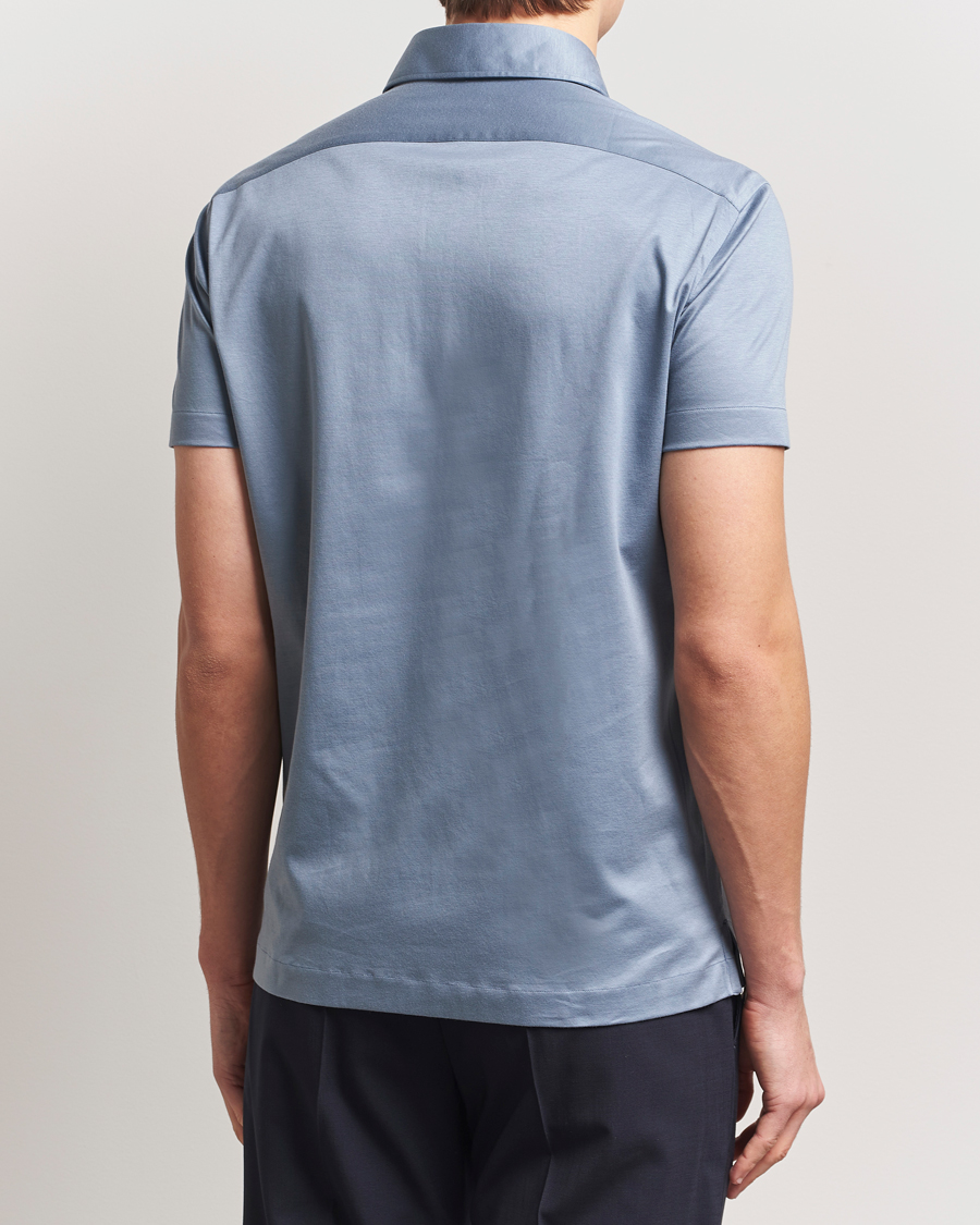 Herren | Poloshirts | Kiton | Short Sleeve Jersey Polo Steel Blue