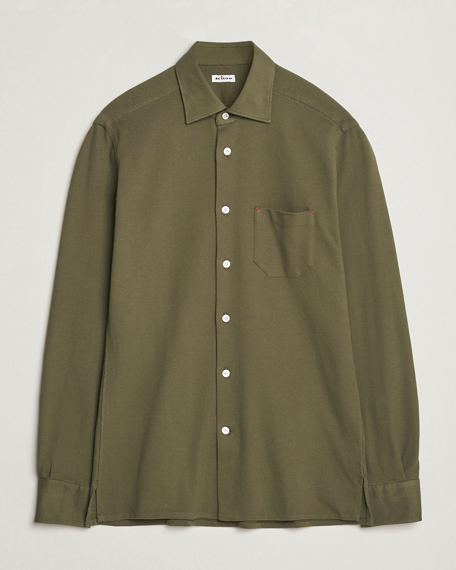 Herren | Hemden | Kiton | Jersey Piquet Shirt Militare