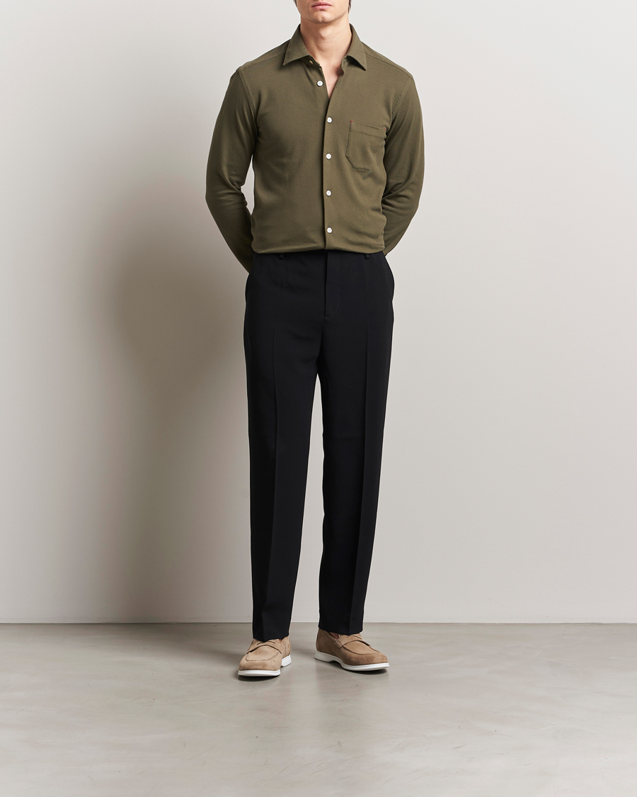Herren | Hemden | Kiton | Jersey Piquet Shirt Militare