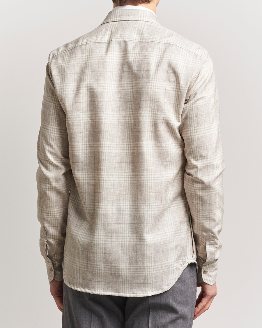 Herren | Hemden | Kiton | Virgin Wool Check Overshirt Beige