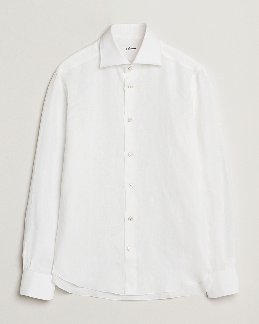 Herren | Hemden | Kiton | Linen Sport Shirt White