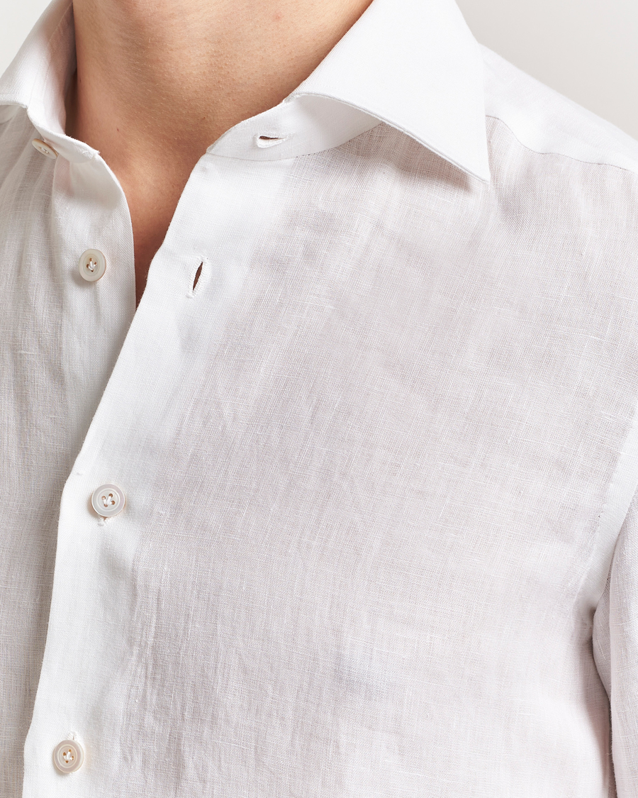 Herren | Hemden | Kiton | Linen Sport Shirt White