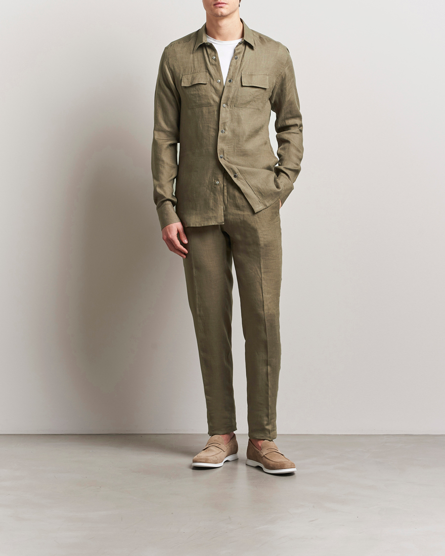 Herren | Hosen | Kiton | Linen Drawstring Pants Olive