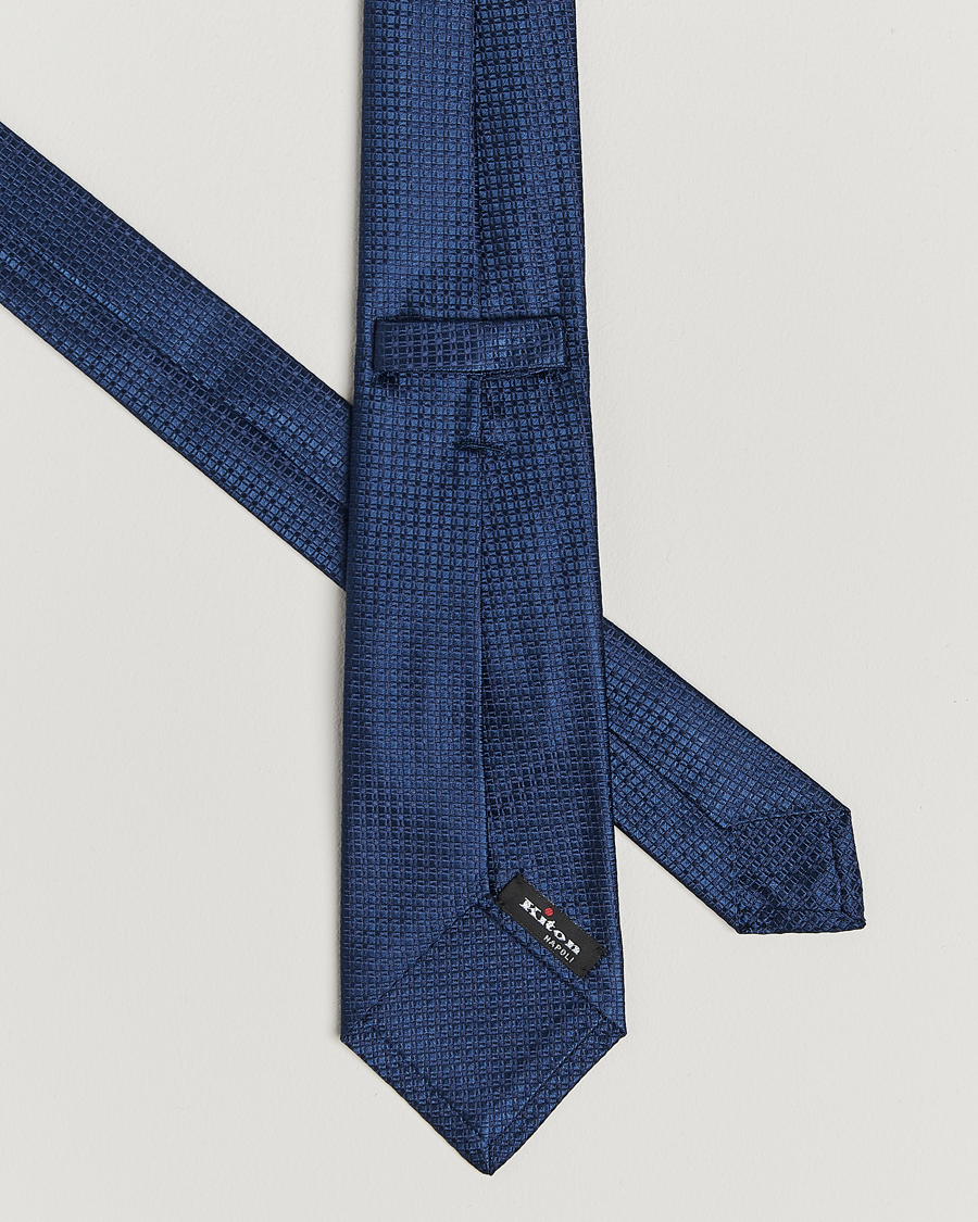 Herren | Kiton Structured Silk Tie Navy | Kiton | Structured Silk Tie Navy