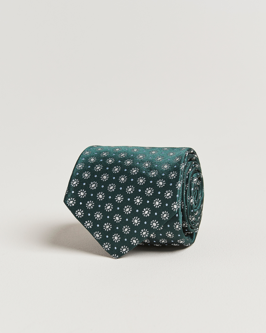 Herren | Kiton Flower Jacquard Silk Tie Dark Green | Kiton | Flower Jacquard Silk Tie Dark Green