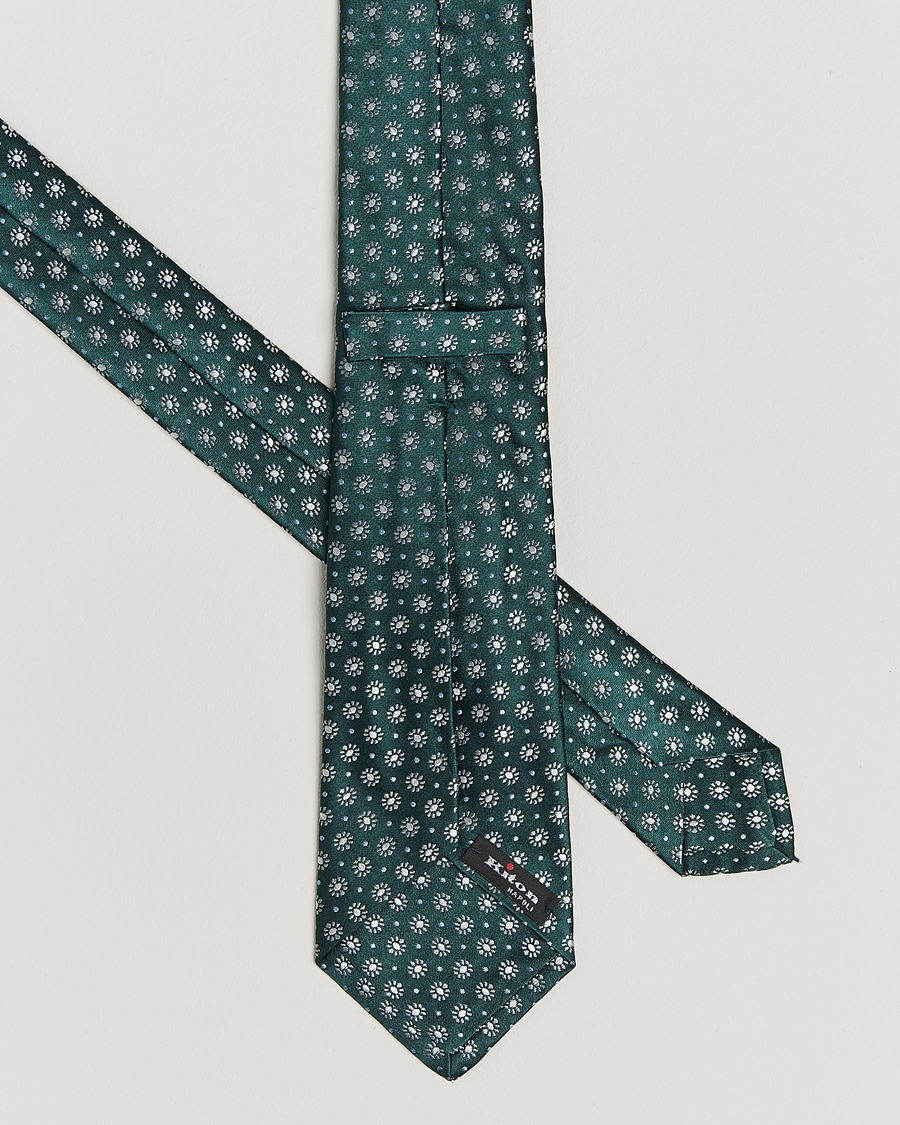 Herren | Kiton Flower Jacquard Silk Tie Dark Green | Kiton | Flower Jacquard Silk Tie Dark Green
