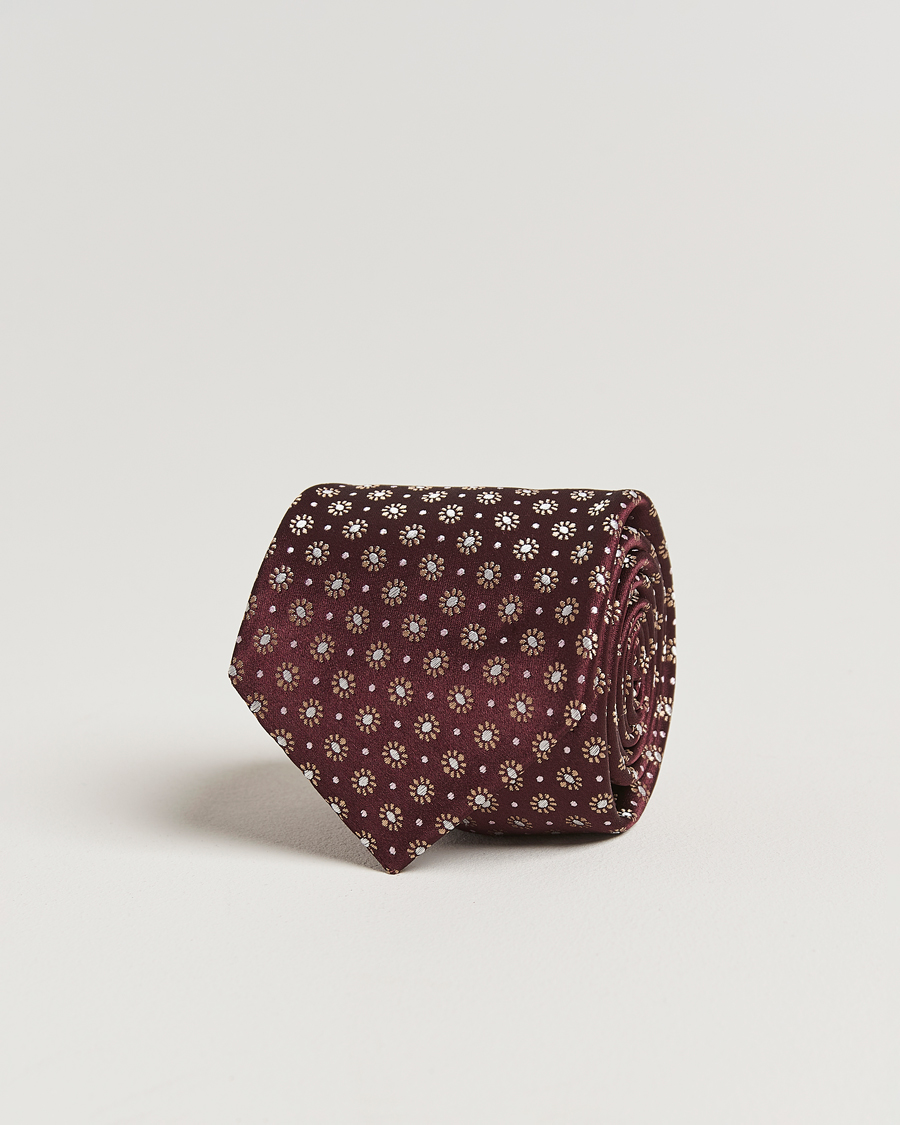 Herren | Kiton Flower Jacquard Silk Tie Brown | Kiton | Flower Jacquard Silk Tie Brown
