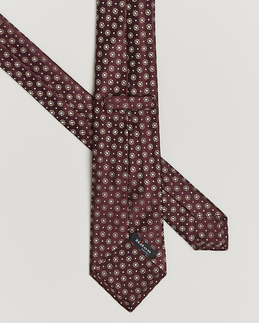 Herren | Kiton Flower Jacquard Silk Tie Brown | Kiton | Flower Jacquard Silk Tie Brown